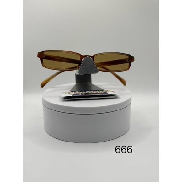 Vintage Y2K Sunglasses | NOS | Narrow Rectangle Frame | Brown Monochrome | Mini main image 10